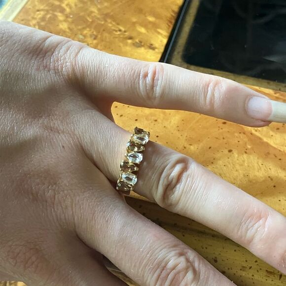 Natural Turkizite White Topaz Sterling Silver Ring Size 7 - Picture 5 of 10